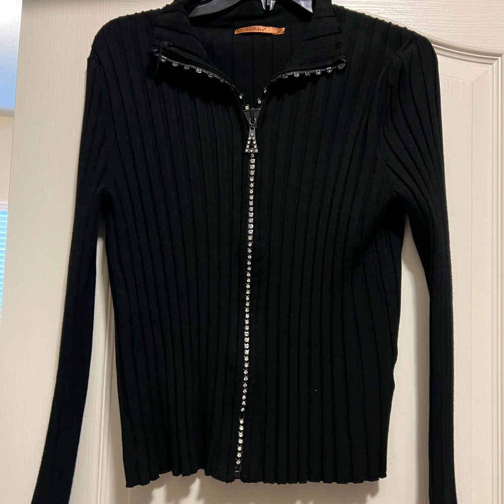 Beautiful Bellini  black crystal zip up sweater .Only worn 2 times